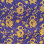 Polyester silk fabric used to create Hoi An Lanterns featuring a pattern of gold dragons and floral elements on a purple background
