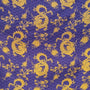 Pattern of gold dragons and floral elements on a purple background