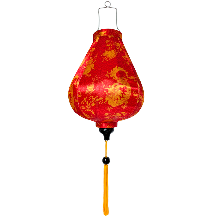 Red lantern with gold dragon design