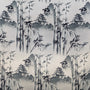 Grey pattern of bamboo and pagoda temples on a white background