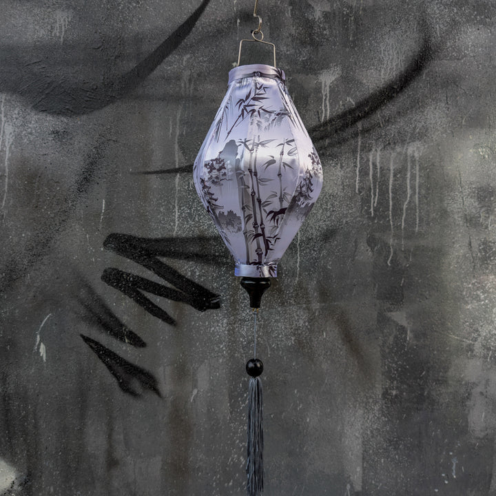 Greyscale Temples and Bamboo Lantern