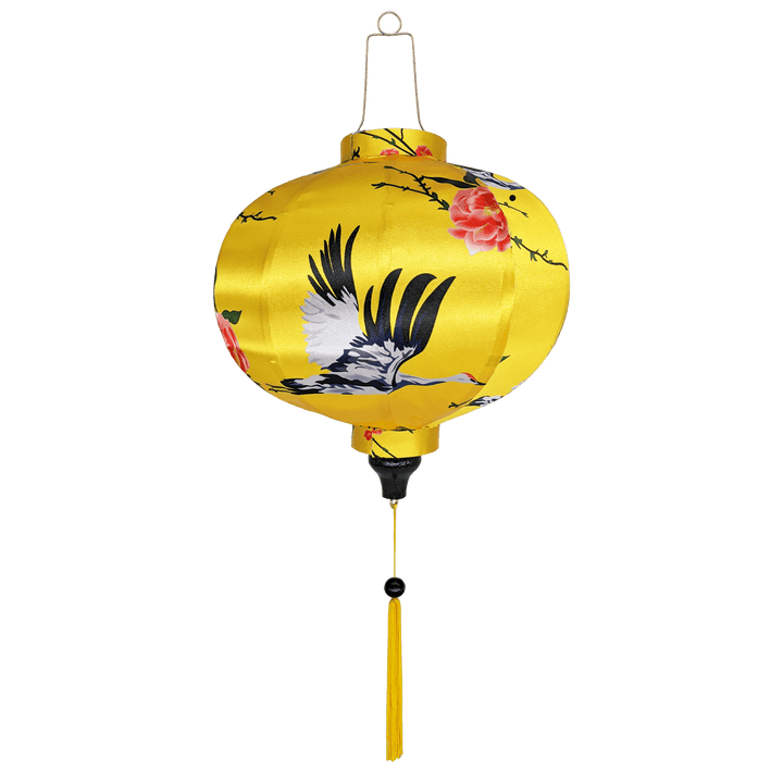 Herons & Roses on Yellow Lantern
