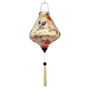 Teardrop shaped silk lantern handmade in Hoi An with Herons and roses on a beige background