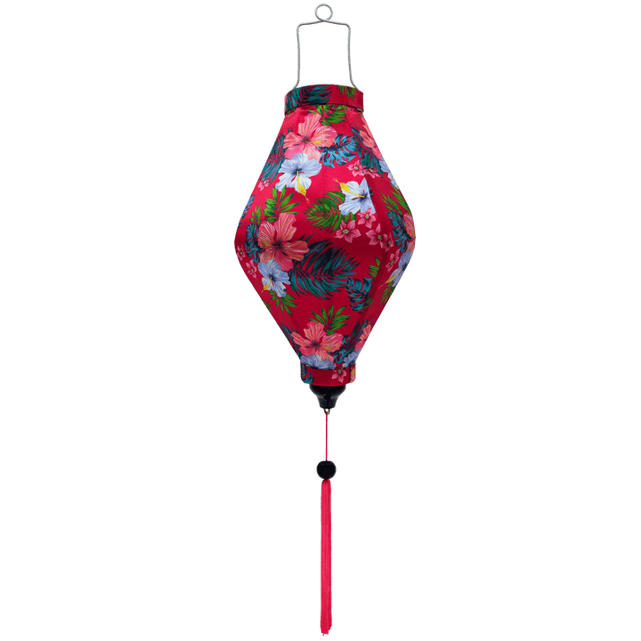 Tube shape Vietnamese silk lantern handmade in Hoi An.
