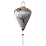 Balloon shaped lantern with white silk background and tassel, handmade in Hoi An, Quang Nam, Vietnam.
