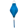 Tube shape  Vietnamese silk lantern handmade in Hoi An with bamboo, steel and blue Jacquard silk fabric.