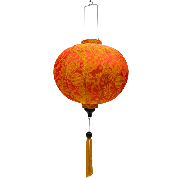 Round shape Vietnamese Jacquard silk lantern.