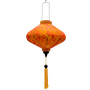 UFO shape lantern with orange Jacquard silk fabric.