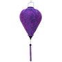 Balloon shape Vietnamese silk lantern handmade in Hoi An with bamboo, steel and purple jacquard silk fabric.