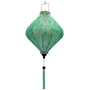 Lozenge shape Vietnamese Jacquard silk lantern in sea green colour.