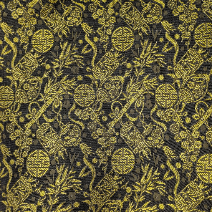 Gold & Grey Jacquard silk fabric pattern 