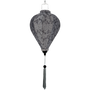 Balloon shaped grey Jacquard silk lantern with intricate patterns and matching grey tassel