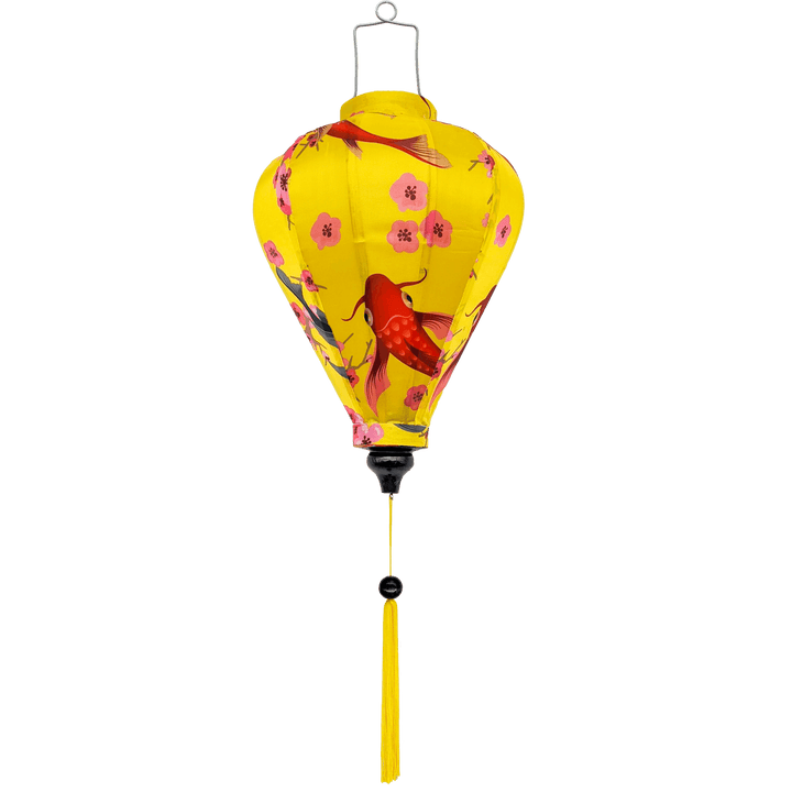 Balloon shaped Vietnamese silk lantern for sale.