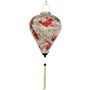 Hanging silk lantern with fish design with calligraphy on a cream background