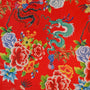 Dragon and floral pattern on red fabric