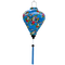 Balloon shape Vietnamese lantern with lovebirds perched in a tree on blue background.