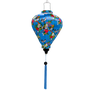 Balloon shape Vietnamese lantern with lovebirds perched in a tree on blue background.