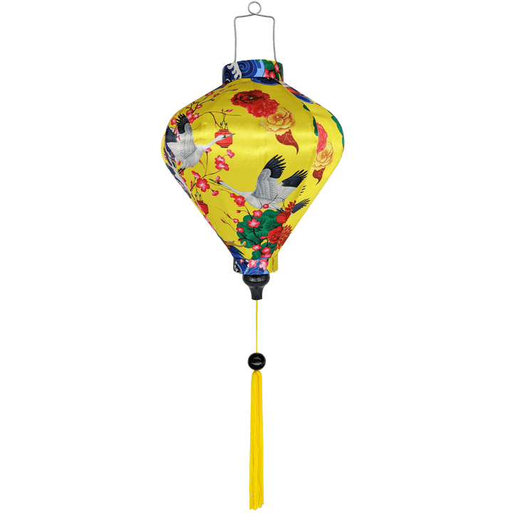 Diamond shape Vietnamese silk lantern handmade in Hoi An created for Lunar New Year.