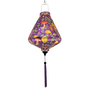 Tearshape Vietnamese silk lantern with mushroom design on a purple background