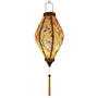 Glowing Balloon shaped Vietnamese Lantern with yellow tassel for sale.
