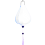 Garlic shape neon white Vietnamese silk lantern glowing under UV light creating a  white UV glow.