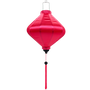 A Lozenge shaped Vietnamese lantern made from steel, bamboo and hot pink polyester silk fabric.