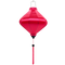 A Lozenge shaped Vietnamese lantern made from steel, bamboo and hot pink polyester silk fabric.