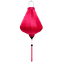 A Teardrop shaped lantern made from steel, bamboo and hot pink polyester silk fabric.
