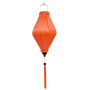 Plain silk neon orange Tube shape Vietnamese lantern with tassel for sale.