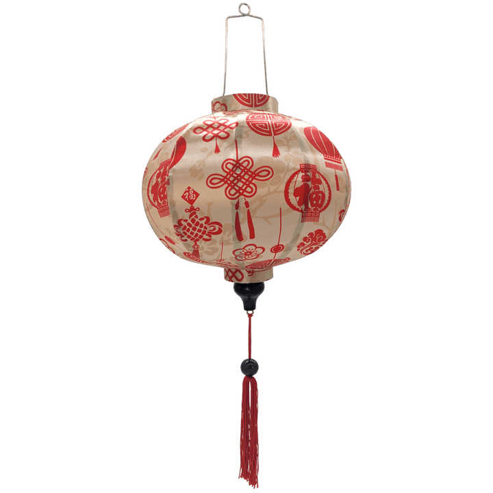 Round Vietnamese Hoi An Lantern with red tassel.