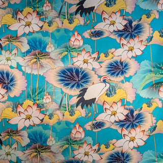 Openbill Birds & Flowers on Teal