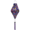 Balloon shaped lantern with purple tassel featuring a paisley print.