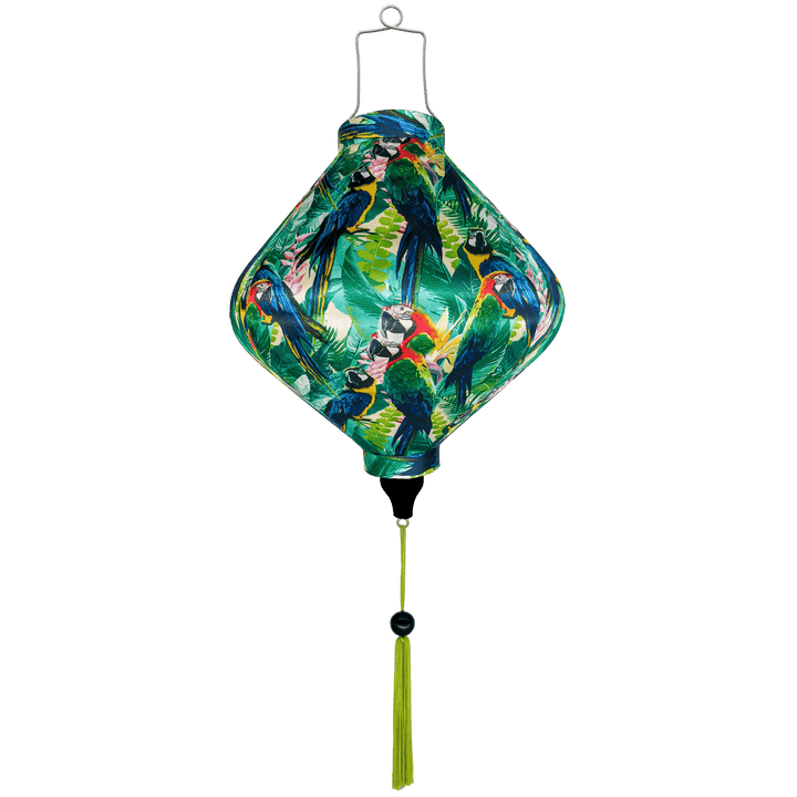 Lozenge shape Vietnamese silk lantern for sale. Shipping worldwide.