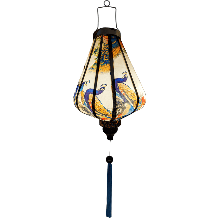 Glowing Vietnamese silk lantern.