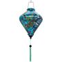 Diamond shape Vietnamese silk lantern This exquisite Hoi An Lantern, handcrafted in Vietnam, handmade from vibrant polyester silk and sturdy bamboo. Adorned with intricate prints of dragons, peacocks, and butterflies against a gorgeous blue background. Also available in red.
