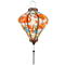 Glowing diamond shape silk lantern flamingos and bird of paradise flowers on a white background.