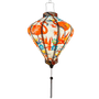 Glowing diamond shape silk lantern flamingos and bird of paradise flowers on a white background.