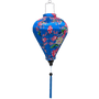 Balloon shaped Vietnamese lantern with pink and yellow roses on a light blue background.