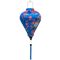Balloon shaped Vietnamese lantern with pink and yellow roses on a light blue background.