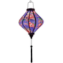 Romantic purple glowing Hoi An lantern with delicate pink roses, ideal for Asian-inspired decor and special occasions.
