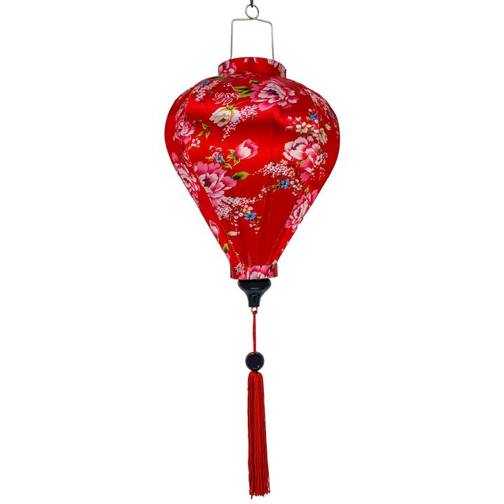 Decorative red lantern with floral patterns