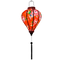 Glowing balloon shaped romantic red Hoi An lantern with delicate pink roses, ideal for Asian-inspired decor and special occasions.
