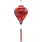Handcrafted Hoi An silk Balloon shaped lantern with pink rose floral design on red, traditional Vietnamese home decor and lighting.