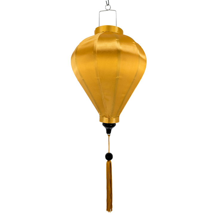 Balloon shaped Gold lantern with matching gold tassel.