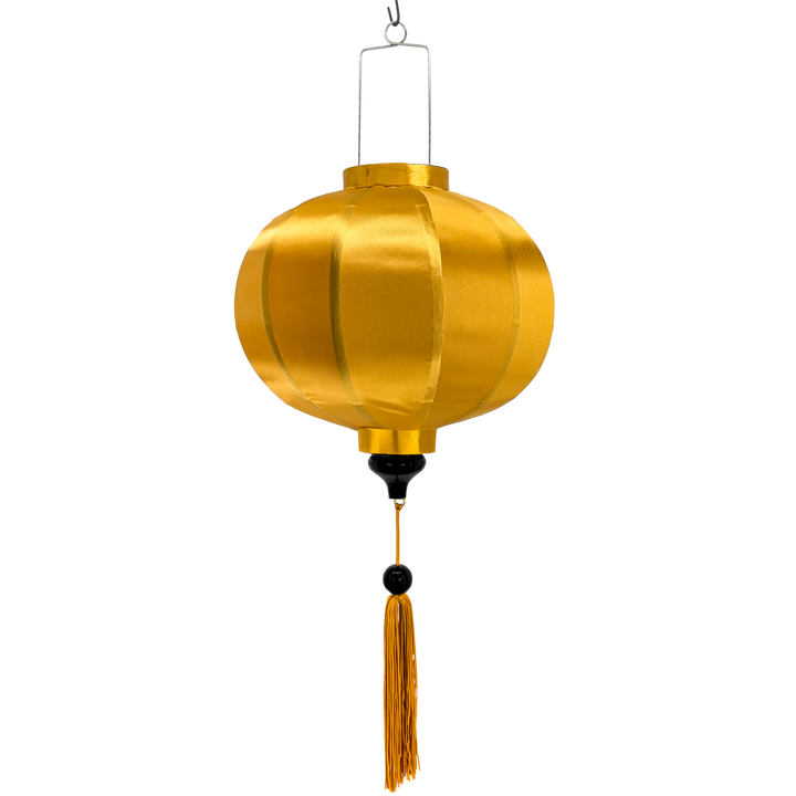Round shaped Plain Gold decorative lantern with a matching gold tassel.