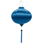 Round Vietnamese silk lantern in plain blue colour.
