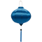 Round Vietnamese silk lantern in plain blue colour.

