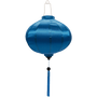 Round Vietnamese silk lantern in plain blue colour.
