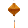Lozenge shape plain orange silk lantern with orange tassel.
