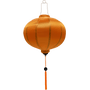 Round shape plain orange silk lantern with orange tassel.